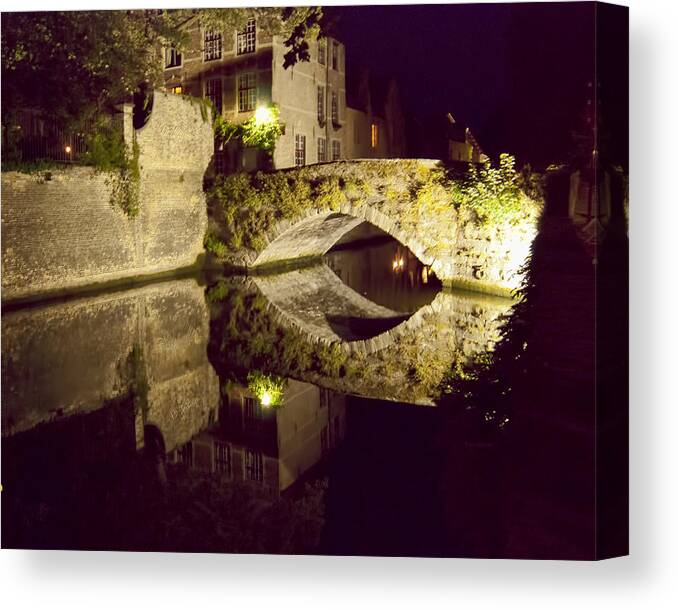 Canal Bridge Reflection Canvas Print featuring the photograph Canal Bridge Reflection by Phyllis Taylor