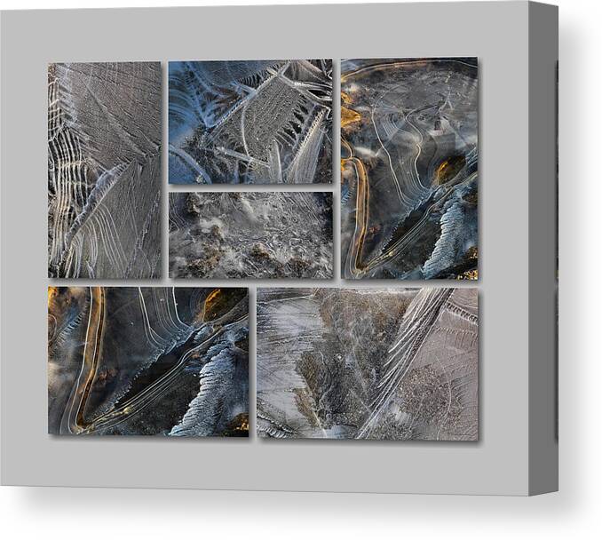 Winter Canvas Print featuring the photograph Cave Point Ice Scultures 4 by Theo OConnor