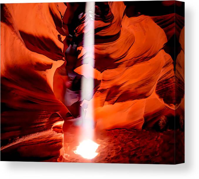 America Canvas Print featuring the painting Cavern Lights Artistic Style - Antelope Canyon - Arizona by Gregory Ballos