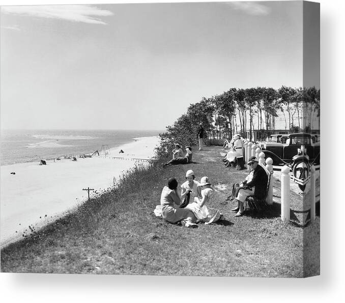 1920s Canvas Print featuring the photograph Chatham Lighthouse Beach by Underwood Archives
