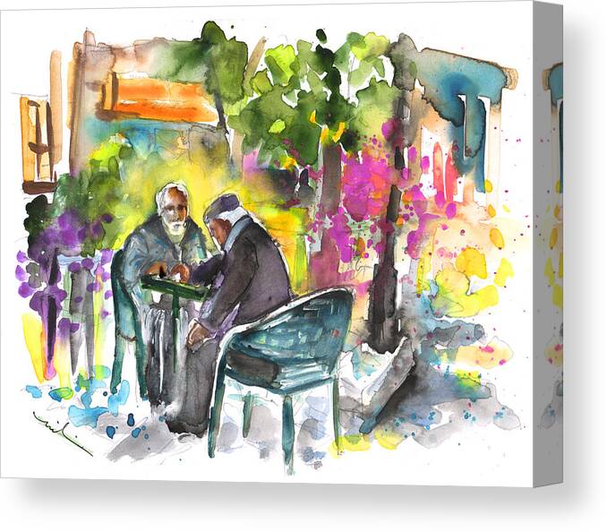 Travel Canvas Print featuring the painting Chess Game in Crete by Miki De Goodaboom