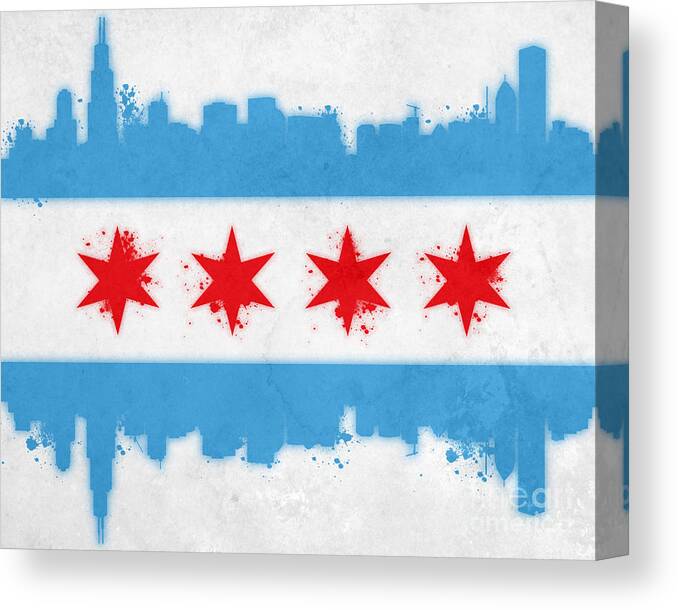 Chicago Canvas Print featuring the painting Chicago Flag by Mike Maher