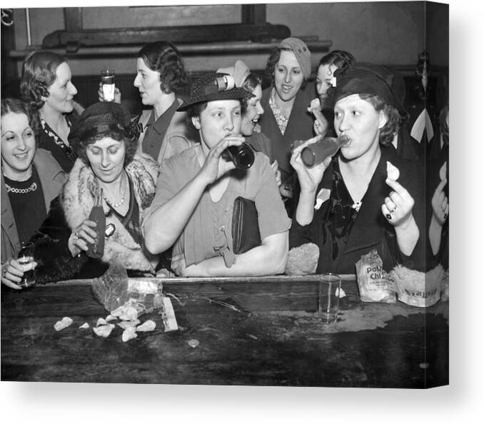 1937 Canvas Print featuring the photograph C.I.O. Victory Party by Underwood Archives