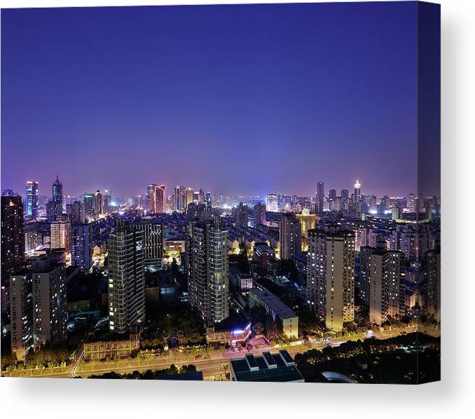 Tranquility Canvas Print featuring the photograph City Streets In Shanghai by Blackstation