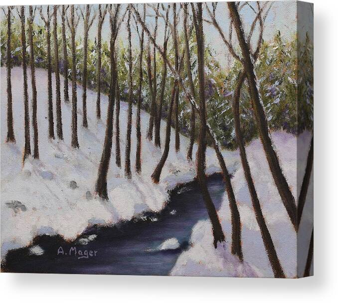 Painting Canvas Print featuring the painting Cold Creek by Alan Mager