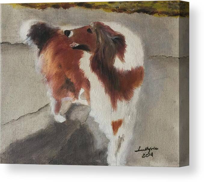 Art Canvas Print featuring the painting Collie by Ryszard Ludynia