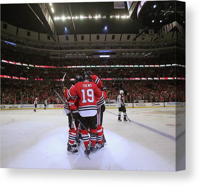 United Center Canvas Print featuring the photograph Colorado Avalanche V Chicago Blackhawks by Jonathan Daniel