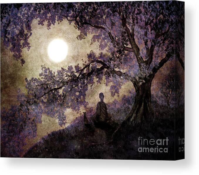 Zen Canvas Print featuring the digital art Contemplation Beneath the Boughs by Laura Iverson