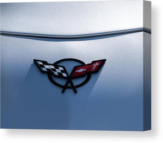 Chevrolet Canvas Print featuring the digital art Corvette C5 Badge by Douglas Pittman