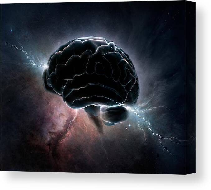 Brain Canvas Print featuring the digital art Cosmic Intelligence by Johan Swanepoel