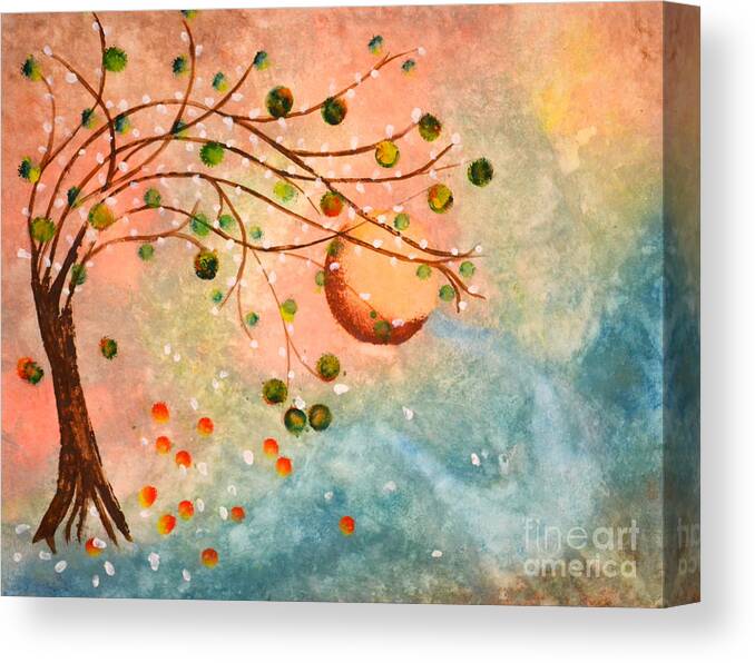 Space Canvas Print featuring the painting Cosmic Orb Tree by Denise Tomasura