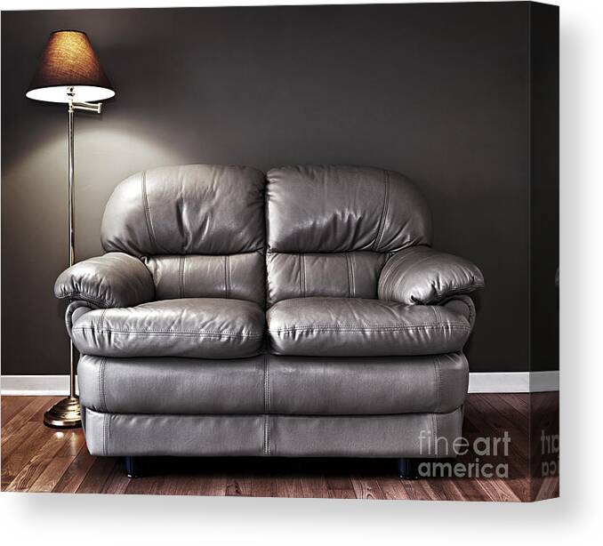 Sofa Canvas Print featuring the photograph Couch and lamp by Elena Elisseeva