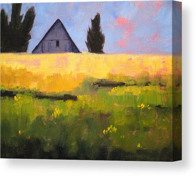Oregon Landscape Painting Canvas Print featuring the painting Country Barn by Nancy Merkle