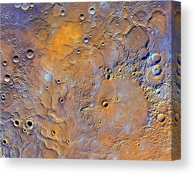 Crater Canvas Print featuring the photograph Craters On Mercury by Nasa/johns Hopkins University Applied Physics Laboratory/carnegie Institution Of Washington/science Photo Library