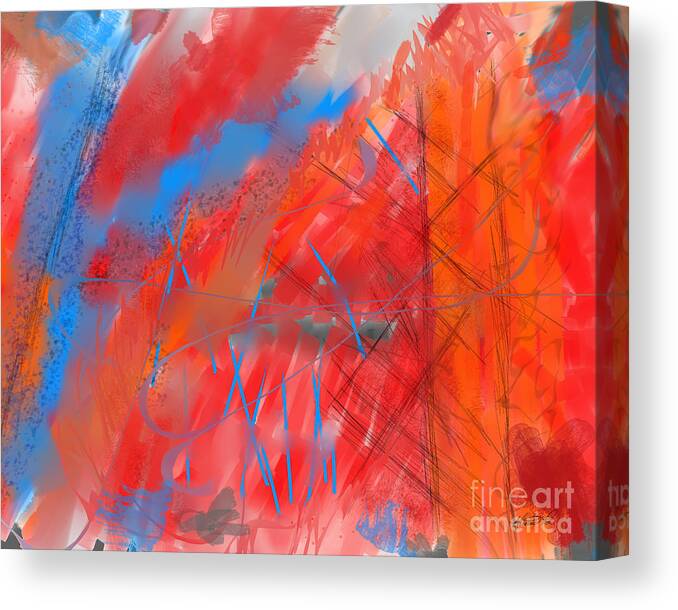 Abstract Canvas Print featuring the digital art Crazy Vibrance by Kristen Fox