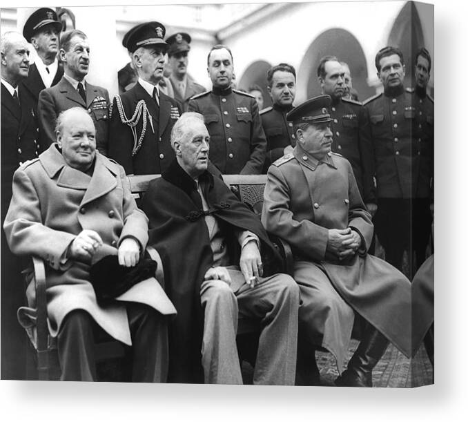 1945 Canvas Print featuring the photograph Crimean Conference In Yalta by Underwood Archives