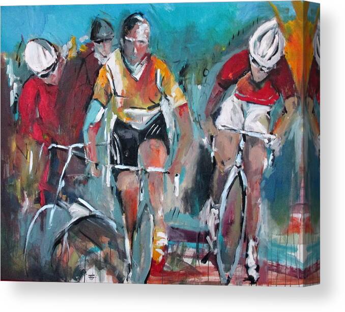 Cycling Canvas Print featuring the painting Cycling Trinity by John Gholson