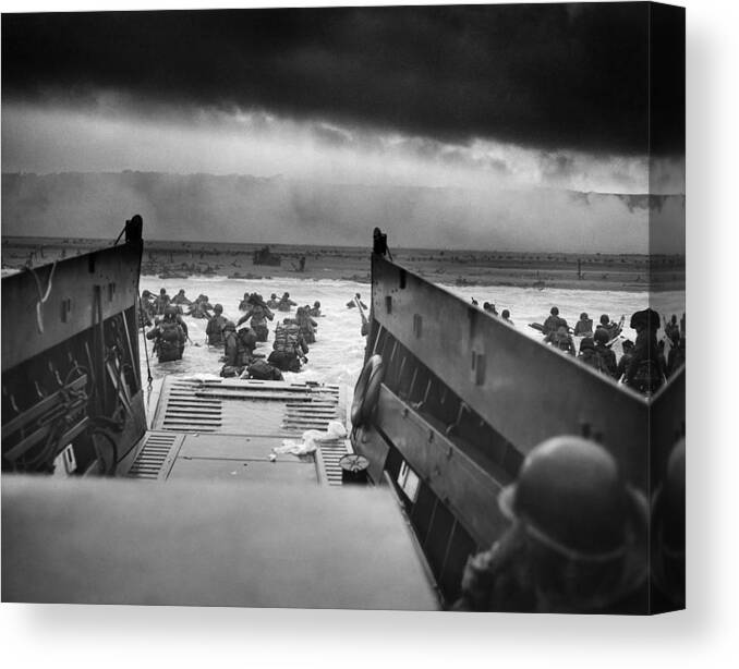 D Day Canvas Print featuring the photograph D-Day Landing by War Is Hell Store