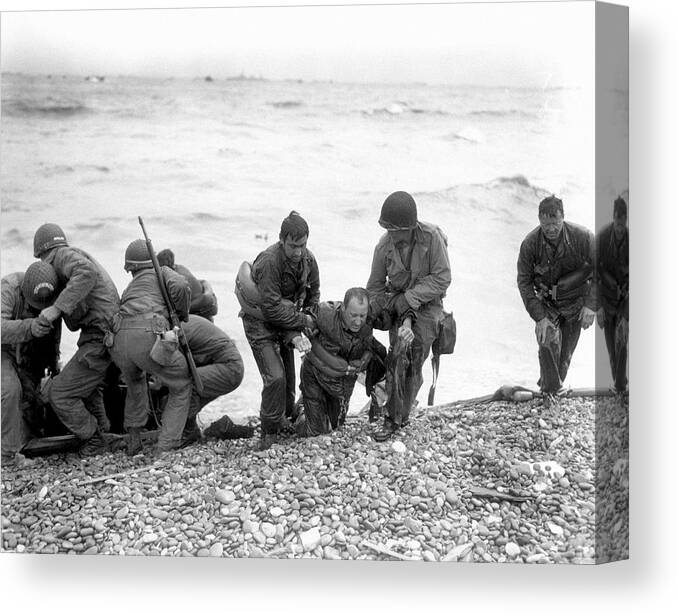 Human Canvas Print featuring the photograph D-day Landings by Us Army
