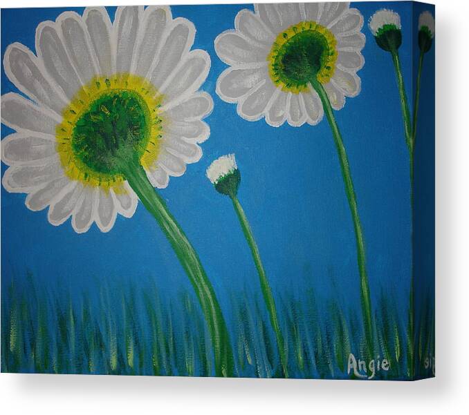 Daisy Canvas Print featuring the painting Daisies by Angie Butler