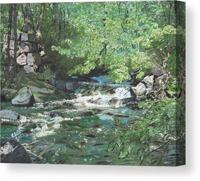 River Canvas Print featuring the painting Dam Site by Cliff Wilson