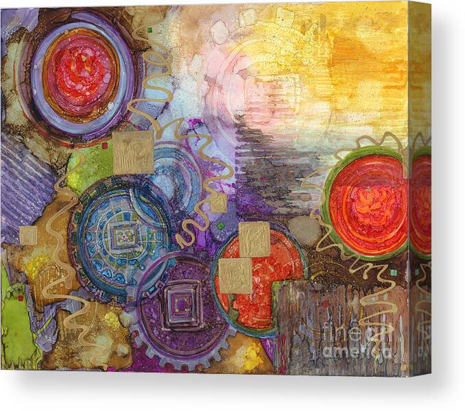 Abstract Canvas Print featuring the painting Dawn Breaks by Vicki Baun Barry