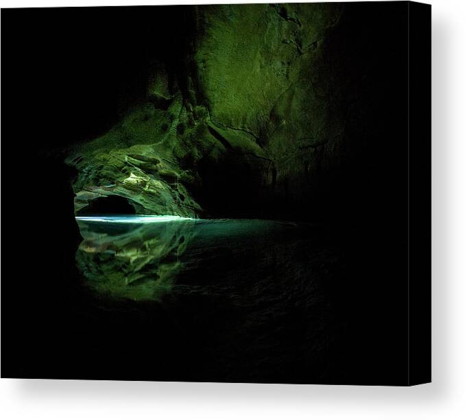 Scenics Canvas Print featuring the photograph Deep Underground Cave Exploration by Matjaz Slanic