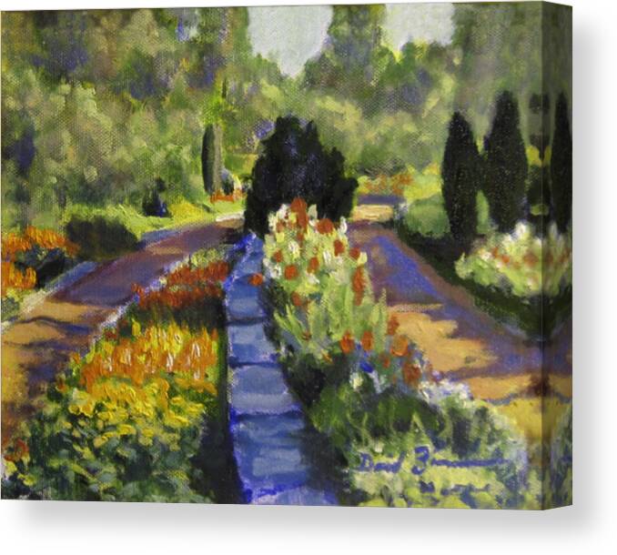 Landscape Paintings Canvas Print featuring the painting Delights of Duke Gardens by David Zimmerman