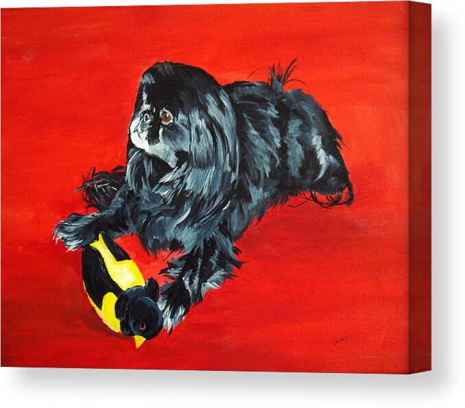 Pekingese Canvas Print featuring the painting Delilah by Ellen Canfield