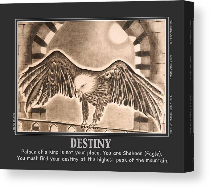 Eagle Canvas Print featuring the painting Destiny_V2 by Jalal Gilani