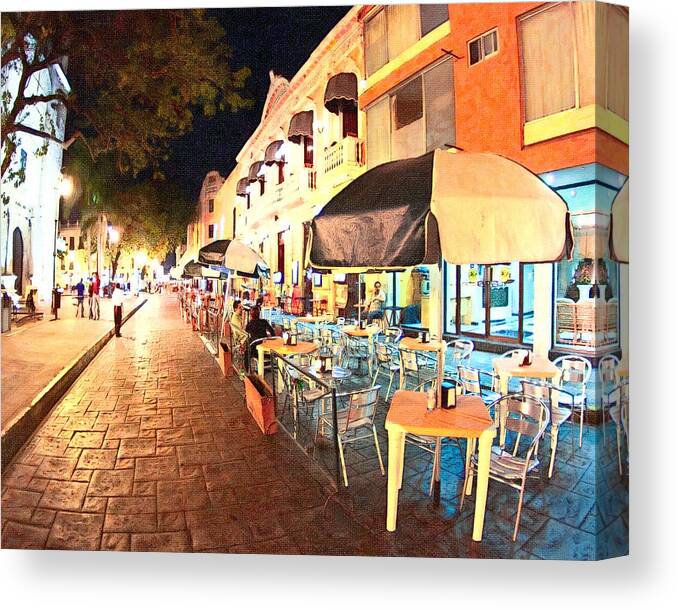 Al Fresco Dining Canvas Print featuring the photograph Dining al Fresco in Merida by Mark Tisdale