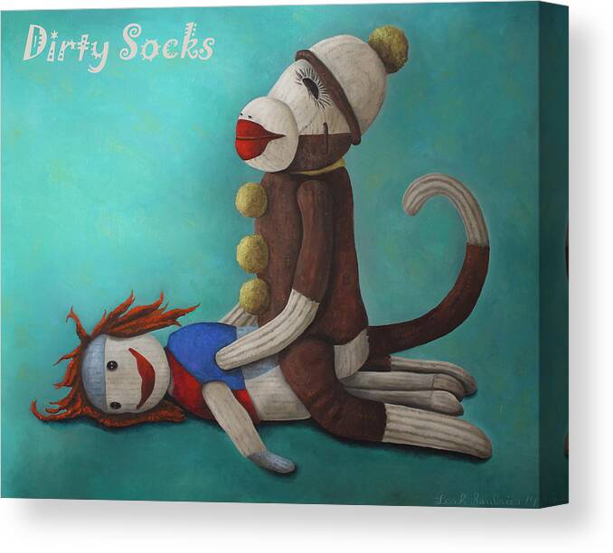 Dirty Socks Canvas Print featuring the painting Dirty Socks 4 with Lettering by Leah Saulnier The Painting Maniac