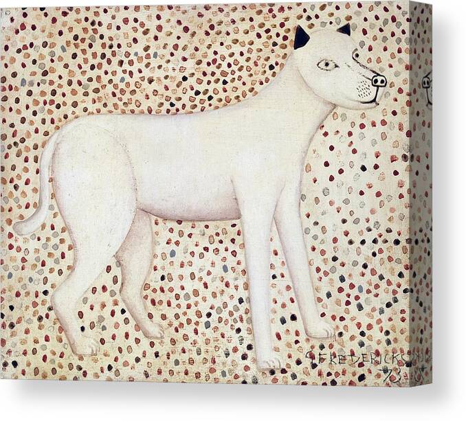 Animal; Domestic; Spots; Naive Art Canvas Print featuring the painting Dog by George Fredericks