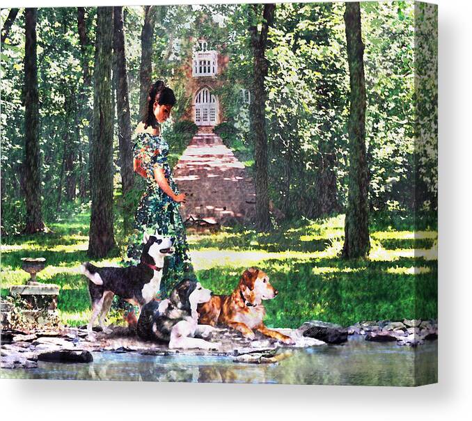 Landscape Canvas Print featuring the photograph Dogs Lay at Her Feet by Steve Karol