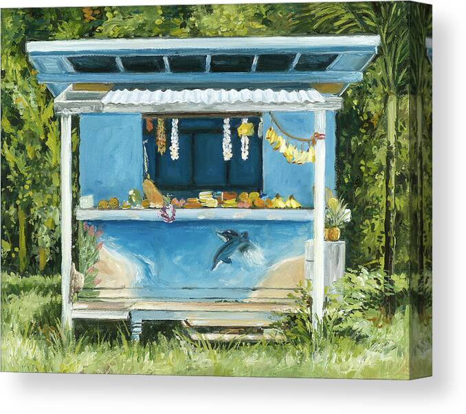 Tropical Fruit Canvas Print featuring the painting Dolphin Bar by Stacy Vosberg