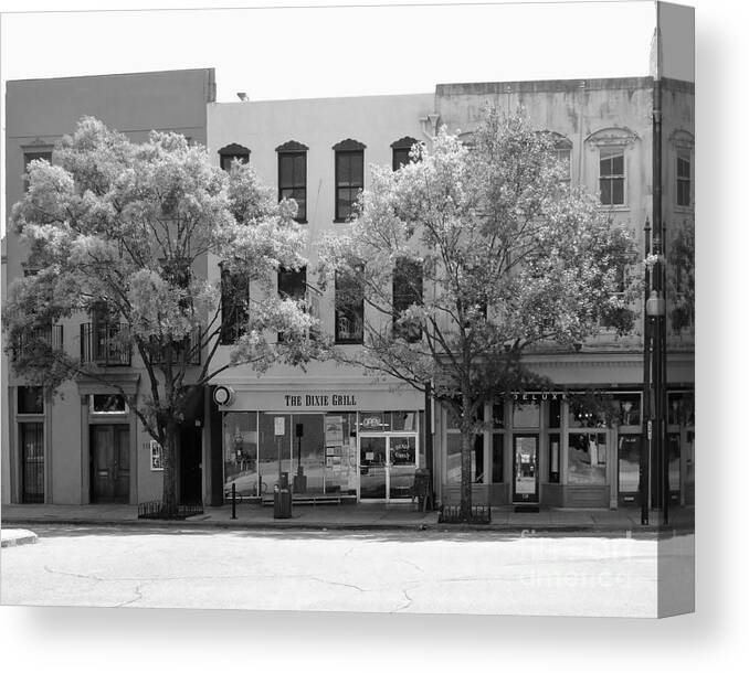 Black Canvas Print featuring the photograph Dixie Grille In Black And White by Bob Sample