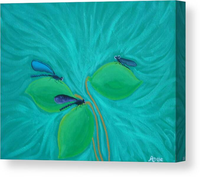 Dragonfly Canvas Print featuring the painting Dragonfly Dreams by Angie Butler