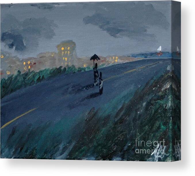  Canvas Print featuring the painting Drizzle Down by Ally Berkowitz