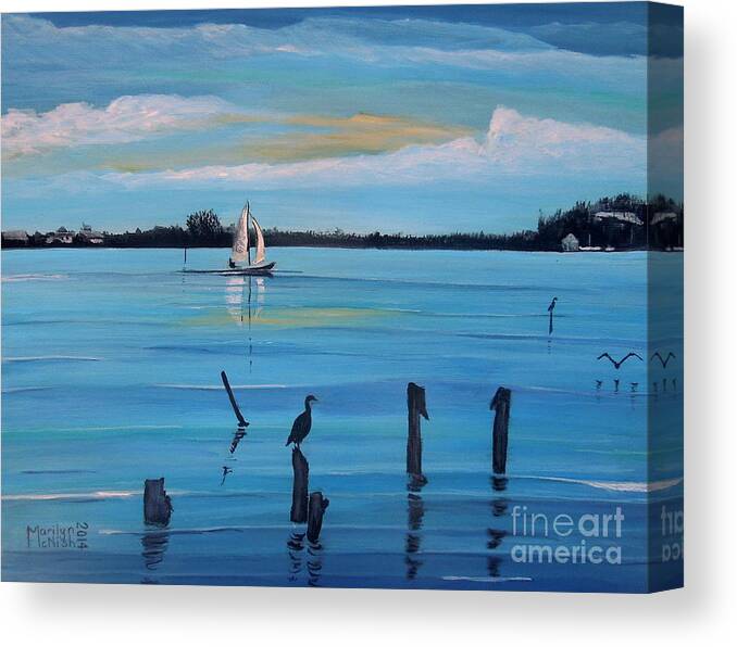 San Pedro Canvas Print featuring the painting Dusk approaching by Marilyn McNish