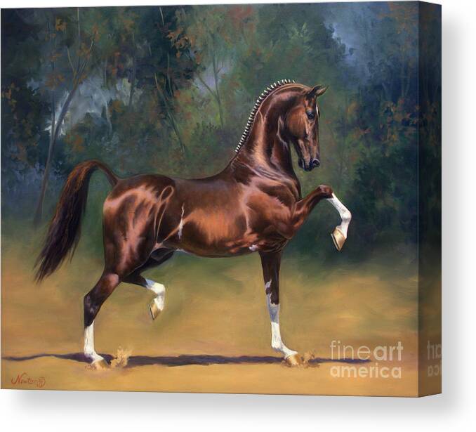 Dutch Harness Horse Canvas Print featuring the painting Dutch Harness Horse Saffraan by Jeanne Newton Schoborg