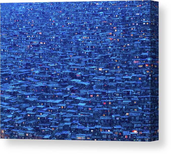 Blue Canvas Print featuring the photograph Dwelling by Shu-guang Yang
