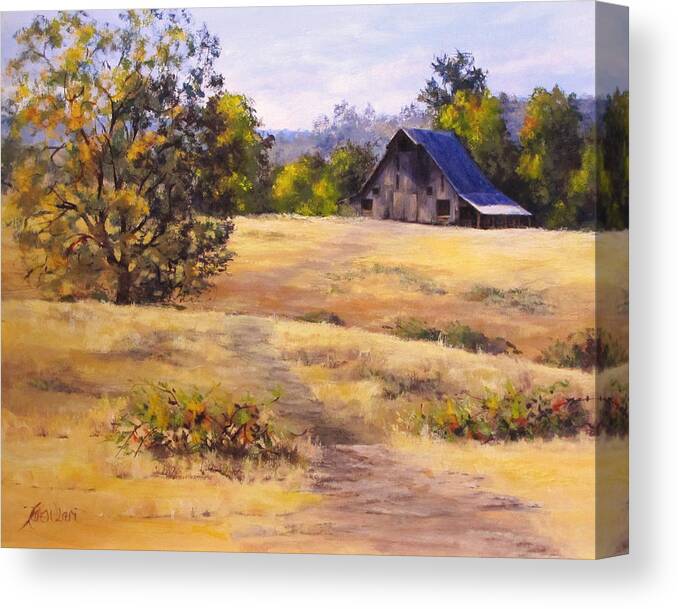 Landscape Canvas Print featuring the painting Edge of Autumn by Karen Ilari