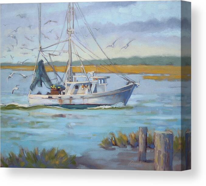 Boat Canvas Print featuring the painting Edisto Shrimp Boat by Todd Baxter