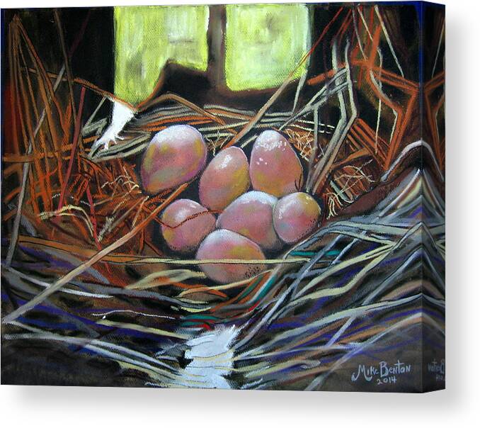 Eggs Canvas Print featuring the pastel Eggs by Mike Benton