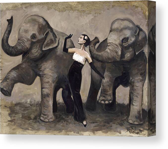 Elephants Canvas Print featuring the painting Elegance and Elephants by Billie Colson