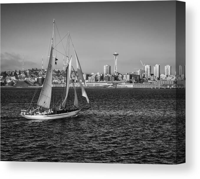 Sail Canvas Print featuring the photograph Elliott Bay Sailing by Kyle Wasielewski