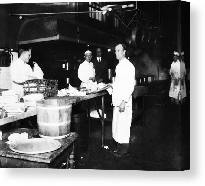 1920 Canvas Print featuring the photograph Ellis Island Kitchen by Granger