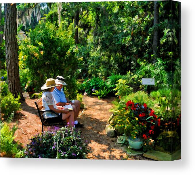 Garden Canvas Print featuring the photograph Loving Couple Enjoying Their Prayer Garden by Ginger Wakem