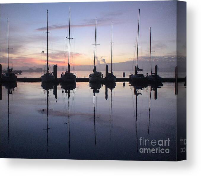 Sailboats Canvas Print featuring the photograph Eureka Harbor at Sunset by Laura Wong-Rose
