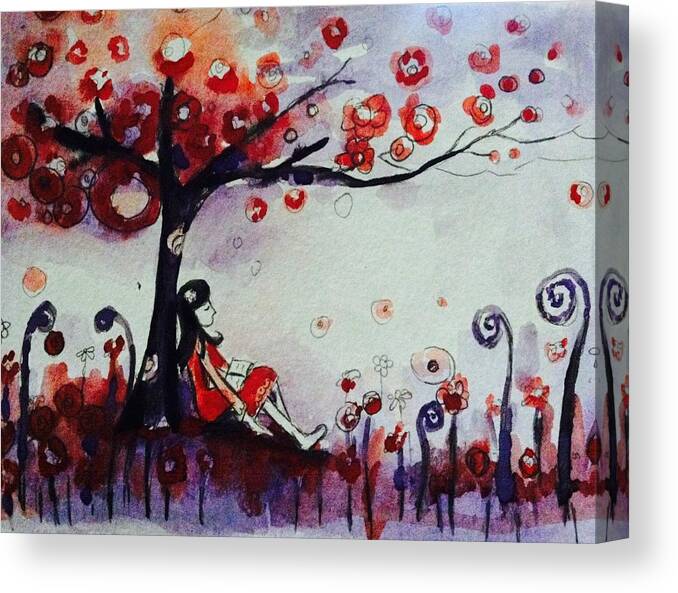  Canvas Print featuring the painting Fall story by Hae Kim